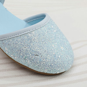 Sandali Estivi per Bambine Stile Principessa con Chiusura in Velcro, Design Traforato con Paillettes, Punta Chiusa, Suola Piatta, Fodera in Cotone Glitterato - Product Image 5