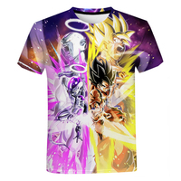 T-shirt à manches courtes en tricot pour homme, imprimé numérique 3D, Dragon Goku Anime japonais, 180g polyester/coton, livraison gratuite