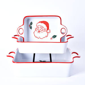 Set di teglie rettangolari in ceramica ecologica e resistente per biscotti e pane, disponibili in diverse misure, adatte al forno per uso domestico in cucina. - Product Image 1