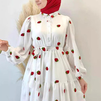 Lf9809009 Robe du Moyen-Orient à manches longues et imprimé de fruits