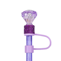 Vente en gros de décorations personnalisées pour pailles de 10 mm pour gobelets, breloques en silicone pour pailles avec strass et diamants, OEM, faible MOQ
