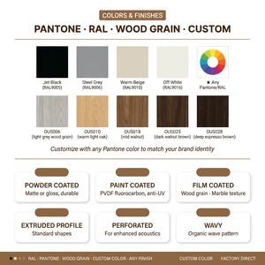 Decoración de Interiores de Oficina, Panel de <span class=keywords><strong>Techo</strong></span> Curvo de Aluminio con Acabado de <span class=keywords><strong>Madera</strong></span> Lineal, Resistente al Fuego y a la Humedad - Product Image 6