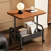 Meuble d'appoint mobile de conception moderne pour salon et chambre à coucher, table basse à double niveau avec roulettes