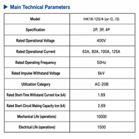 Interrupteur à couteaux industriel YIJIN/OEM HK18-125/3 AC 400V 3P 125A ~63A avec interverrouillage de sécurité, en cuivre/plastique, pour applications photovoltaïques (PV) - Vente directe usine