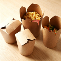 Boîte à nouilles chinoises en papier kraft/blanc biodégradable à emporter