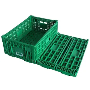 Cajas de plástico uni-silenciosas, apilables y plegables, cajas móviles para apilamiento de cestas de frutas y verduras, LK604022W