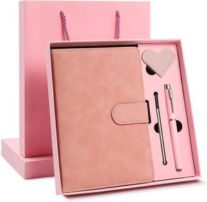 Nuevo empleado Bienvenido al equipo Rosa PU cuero marcapáginas Metal Pen Notebook Gift Set Box con impresión de logotipo - Product Image 1