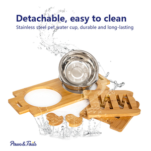 OEM High Quality Durable Pet Bowl Elevated Dog <strong>Cat</strong> <strong>Food</strong> Stand <strong>Holder</strong> with Eco-Friendly Stainless Steel Bowls - Product Image 5