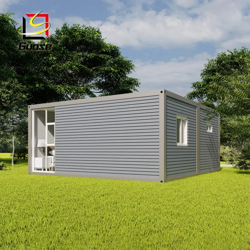 Bangunan prefabrikasi ruang kecil lantai tunggal desain rumah dua kamar tidur wadah pak datar rumah untuk Guyana