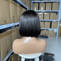Peluca Bob de Cabello Humano 100% 16A Liso Extremo Ultra Doble Trama Alta Definición Sin Pegamento 13*4 Lace Front Negra para Mujer
