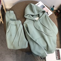 Vente en gros de sweats à capuche pour femmes ensemble à l'intérieur de polaire épaissie pull à capuche ample caleçon sport costume décontracté pour les femmes RH116