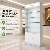 Vitrine de pharmacie sur mesure en verre trempé robuste avec éclairage LED, présentoir mural médical pour centres commerciaux et bijouteries
