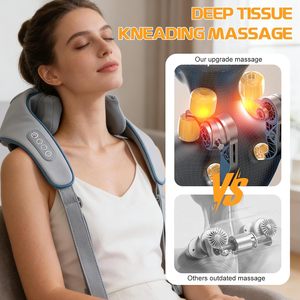 Écharpe de massage Shiatsu chauffante électrique portable de haute qualité pour le cou, les épaules, le dos et le corps entier, outil de soulagement de la douleur pour les voyages - Product Image 2