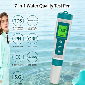 Testeur de qualité de l'eau professionnel 7 en 1 pour <span class=keywords><strong>PH</strong></span>, TDS, température, ORP, EC, salinité et densité, haute précision - Product Image 1
