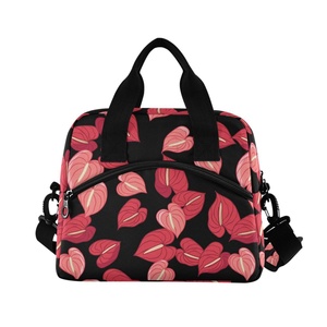 Bolsa Térmica Portátil de Aluminio con Diseño de Hojas de Anturio Hawaiano, Bolsa de Almuerzo Aislada con Cierre y Correa para el Hombro, Estilo Aloha Personalizado para Picnic - Product Image 2