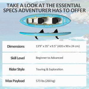 Kayak Inflable Profesional con Piso Rígido de Tecnología Drop Stitch, <span class=keywords><strong>Canoa</strong></span> Estable para Turismo con Aletas Extraíbles y Reposapiés - Product Image 5