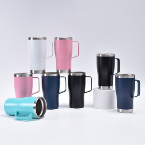 Poignée de gobelet de café de voyage écologique isolée sous vide en acier inoxydable givré enduit de poudre personnalisée de 20oz pour une utilisation en fête - Product Image 2
