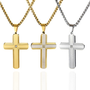 Nuevo Collar con Cruz y Colgante de Diamante, Cadena de Acero Inoxidable, Accesorios de Moda - Product Image 1