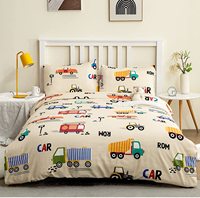 Parures de lit pour enfants et bébés à imprimé animal avec housse de couette réversible et deux taies d'oreiller pour garçons et filles