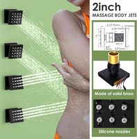 Système de Douche Double avec Jets Corporels, Douche Pluie Plafond 12'' et Douche Murale 6'', Noir Mat, Kit de Robinetterie Inclus