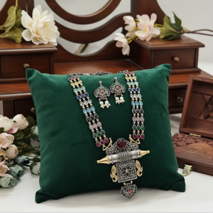 ชุดสร้อยคอยาวหิน pota 2สีชุดเครื่องประดับแฟชั่น - Product Image 3