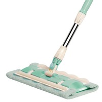 Vadrouille plate à jet d'eau humide et sèche pour nettoyage des sols d'hôpital d'hôtel à 360 degrés avec manche en aluminium tampon en microfibre réutilisable