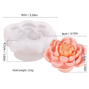 Moule à gâteau en silicone en forme de fleur (rose/pivoine/lotus) personnalisable avec des dessins/échantillons, emballage individuel OPP - Product Image 5