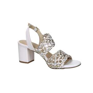 Sandales à talons pour femme Marco Tozzi, blanc doré, talon de 7 cm, taille 36 - Product Image 2