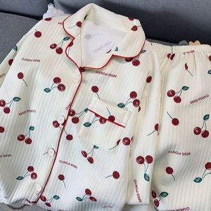 <span class=keywords><strong>Abbigliamento</strong></span> da notte in cotone da <span class=keywords><strong>donna</strong></span> di alta qualità Cardigan con risvolto stampato in ciliegio invernale Casual pigiama <span class=keywords><strong>abbigliamento</strong></span> per la <span class=keywords><strong>casa</strong></span> - Product Image 3