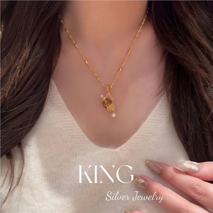 Collar de Botella de Agua Mágica King Silver Jewelry, Plata de Ley S925 Chapada en Oro, Cristal, Perla, Estilo Vintage de Lujo para Mujer - Product Image 4