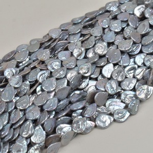 Perles de culture d'eau douce naturelles en forme de goutte baroque grises faites à la main, 14*18 mm, perles en vrac, accessoires de bijoux - Product Image 4