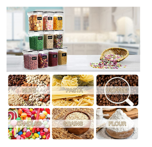 Conjunto de Armazenamento Doméstico com 24 Peças, Organizador de Cozinha Empilhável de Plástico Livre de BPA, Caixa de Armazenamento para Alimentos Secos - Product Image 3