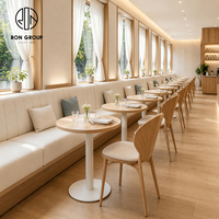 Muebles Personalizados Ron Group, Mesa Redonda de Madera Maciza, Silla Tapizada de Madera Maciza, Asientos Comerciales para Puestos