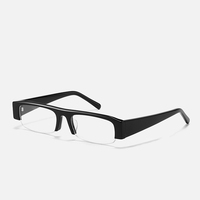 LBAshades 6001 Lunettes de soleil rétro demi-cerclées rectangulaires en nylon et acétate, protection UV, monture tendance