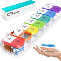 Boîte à pilules portable grande capacité en plastique PP coloré à 14 compartiments, organisateur hebdomadaire de comprimés détachable, personnalisable avec logo, mini