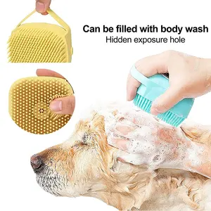 Productos de limpieza y aseo para mascotas, dispensador de champú de silicona suave, cepillo de baño de masaje para perros y gatos para quitar y quitar el pelo