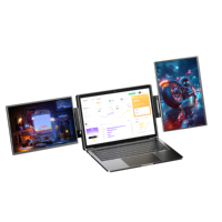 Moniteur portable double pliable 15,6 pouces 1080P FHD IPS, extension d'écran d'ordinateur portable avec haut-parleur intégré, Plug & Play pour Windows et Mac