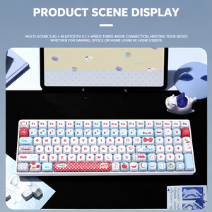 ZORNHER ZH100 100 Tombol Keyboard Mekanik Apple Pie PBT Keycaps Hot Swap RGB Gasket 5.1 Kabel 2.4G Keyboard untuk <span class=keywords><strong>PC</strong></span> Meja - Product Image 1
