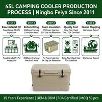 Glacière rotomoulée en PE 45QT avec logo personnalisé, robuste, résistante aux chocs, isotherme, pour aventures en plein air, boissons et vin, 5 jours