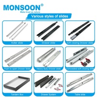 Glissière de tiroir de cuisine en acier inoxydable M03401 à extension complète à 3 volets avec roulement à billes pour utilisation en cuisine et en salle de sport SGS