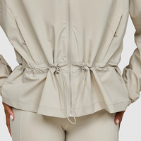 Veste de sport UV pour femmes par robe russe col haut avec protection du visage imprimé design respirant poche et cordon de serrage à la taille