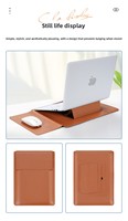 Sac pour ordinateur portable en cuir avec support, multifonction, dissipation de chaleur, imperméable, durable, housse pour ordinateur portable personnalisée avec support, 14 15 pouces