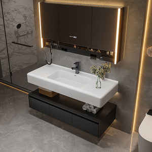 2026 New Modern Minimalist Skin-Touch One-Piece Basin Smart <b>Mirror</b> <b>Wall</b>-Mounted Bathroom Vanity - Product Image 2