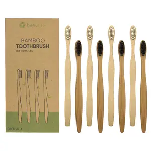 100% Экологичная зубная щетка, Бамбуковая зубная щетка с бамбуковой щетиной для взрослых и детей