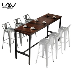 Modern tasarım endüstriyel Cafe Restaurant Bar tabure restoran yüksek ahşap Bar yüksekliği sandalyeler ve masalar - Product Image 5
