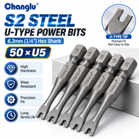Lot de 5 embouts de tournevis en U à double extrémité en acier S2 de 50 mm, tige hexagonale de 1/4 pouce, U5, pour vis de fixation – Vente en gros usine