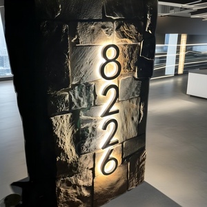 3D thép không gỉ số và chữ cái ký sáng ánh sáng nhà số kim loại Backlit chiếu sáng LED Nhà Số - Product Image 5