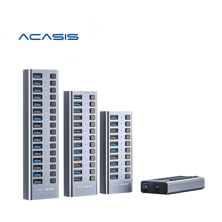 ACASIS Dropshipping Amazon Diskon Besar USB HUB 3.0 Adaptor Daya Eksternal Splitter 7/10/13/16 Port USB Hub untuk Mac