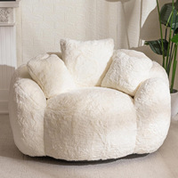Fauteuil pouf moderne en tissu flanelle avec accoudoirs, housse amovible, mousse haute élasticité, doux, une place, pour chambre, salon, dortoir