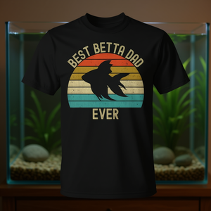 Camiseta Best Betta Dad Ever con diseño de pez vintage, color negro, unisex, para adultos, cuello redondo, manga corta - Product Image 3